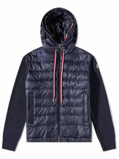 Men s Arm Logo Patch RWB Drawstring Hooded Knit Padded Jacket Royal Blue 9B00005 M1367 780 - MONCLER - BALAAN 2