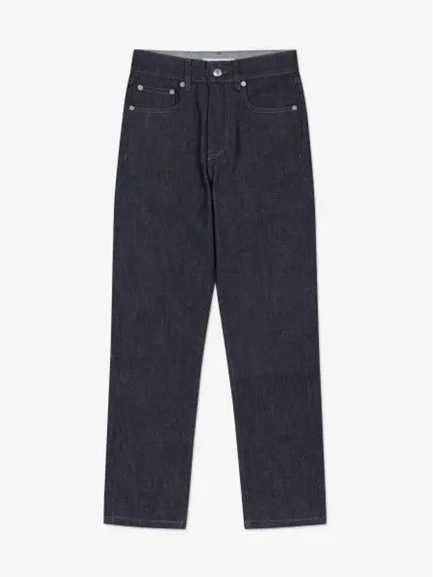 Women's Crop Cotton Straight Jeans Dark Navy - MAISON KITSUNE - BALAAN 2