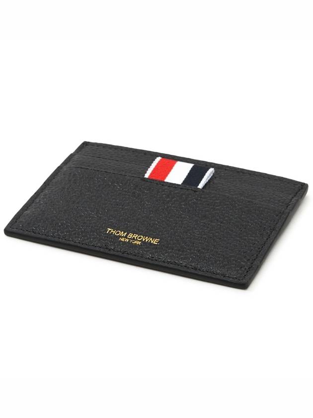 Stripe Note Compartment Pebble Grain Leather Card Wallet Black - THOM BROWNE - BALAAN 4