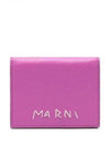 Embroidered Logo Leather Half Wallet Pink - MARNI - BALAAN 2