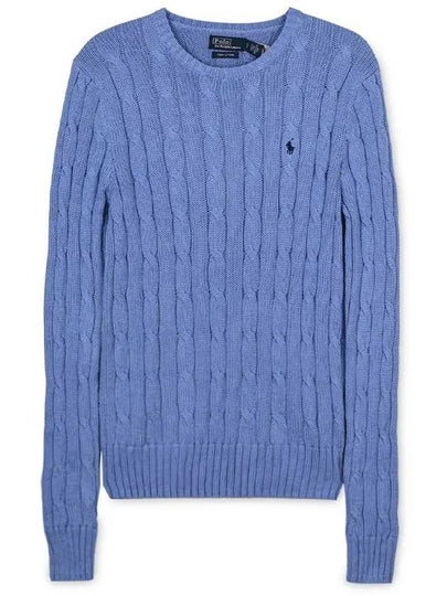 Embroidered Logo Pony Cable Knit Top Blue - POLO RALPH LAUREN - BALAAN 2