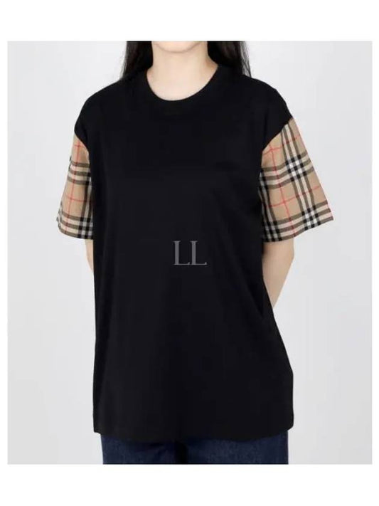 Vintage Check Sleeve Cotton Oversized T-shirt Black - BURBERRY - BALAAN 2