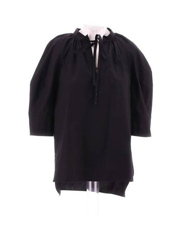 Carpi Puff Sleeve Cotton Blouse Black - MAX MARA - BALAAN 1