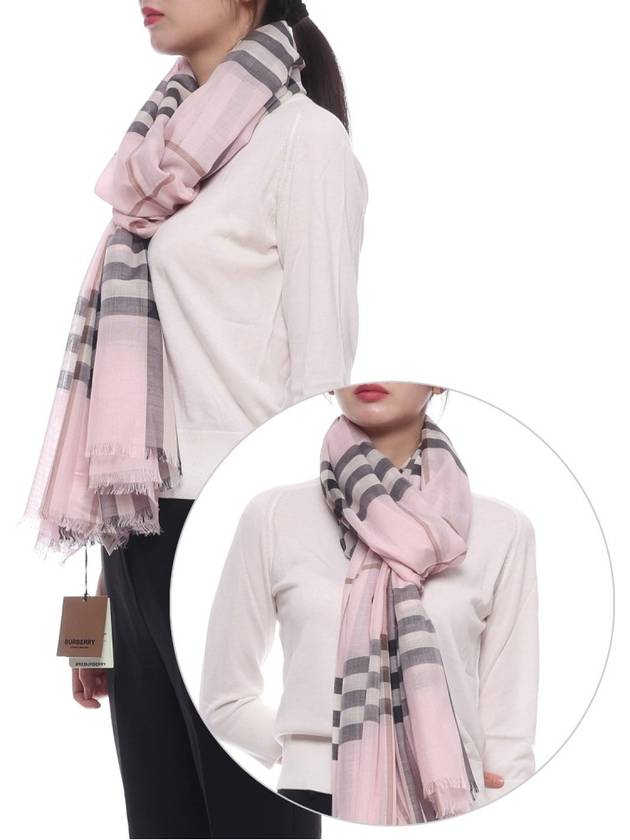 Check Wool Silk Blend Scarf Pink - BURBERRY - BALAAN 3