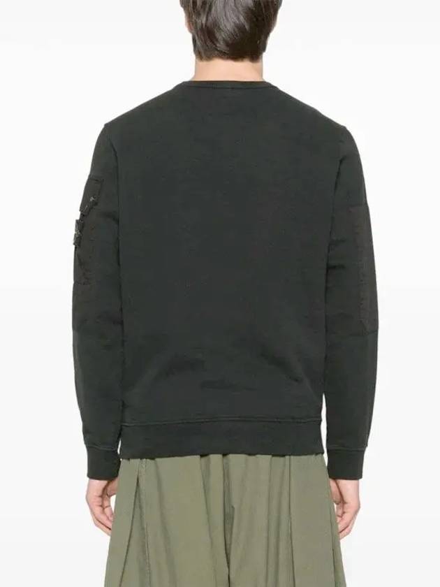 Brushed Organic Cotton Fleece Sweatshirt Black - STONE ISLAND - BALAAN 6