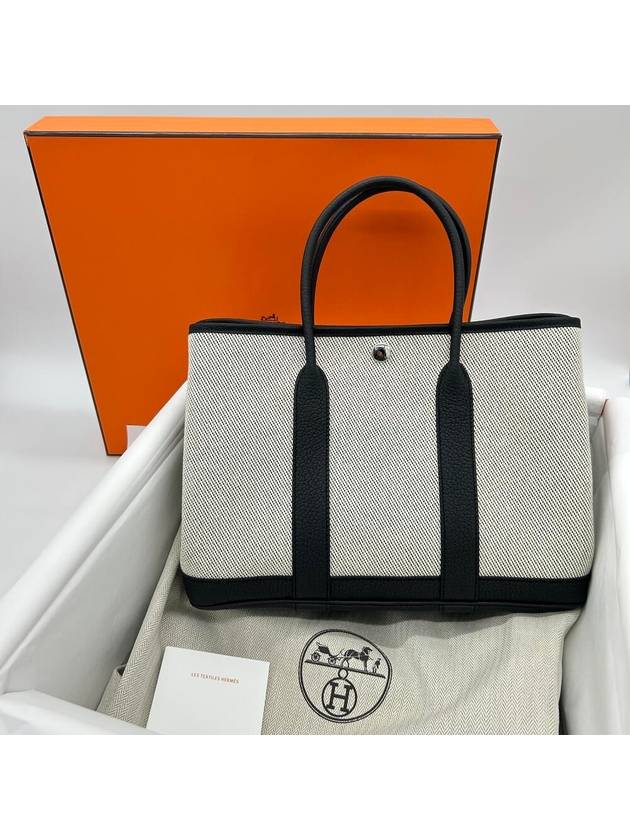 Garden Party 30 Bag Twill Negonda Tote Bag Ecru Noir - HERMES - BALAAN 2