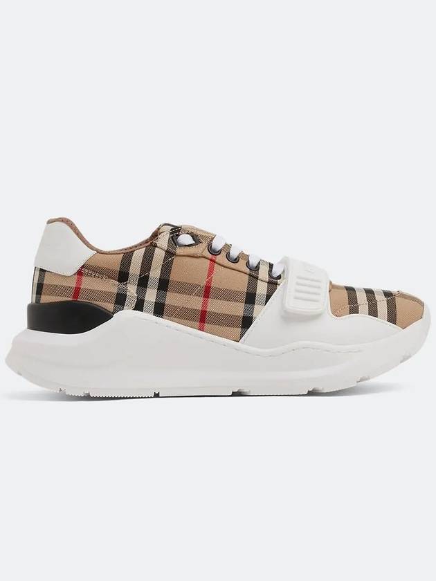 Vintage Check And Leather Sneakers White Archive Beige - BURBERRY - BALAAN 4