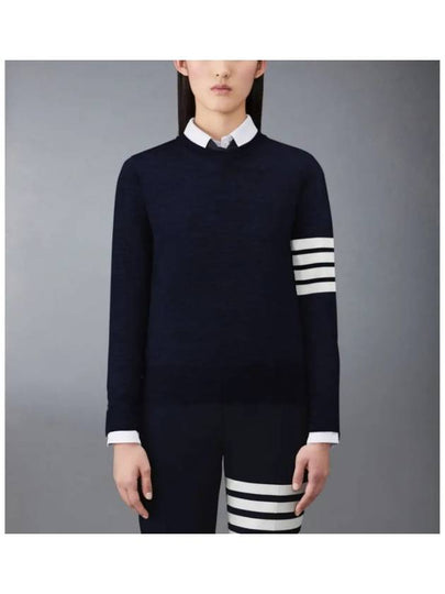 4-Bar Merino Jumper Wool Knit Top Navy - THOM BROWNE - BALAAN 2