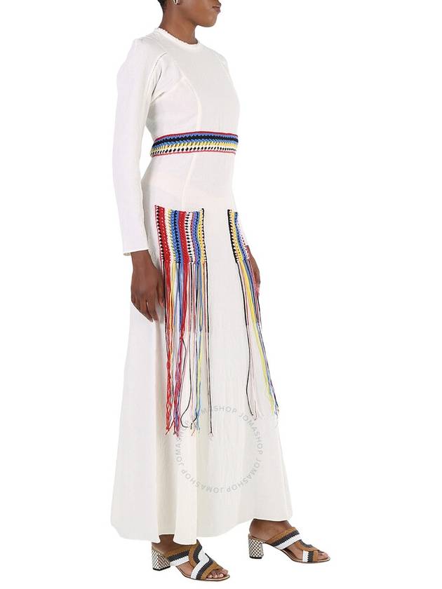 linen striped crochet long dress cream - CHLOE - BALAAN 3