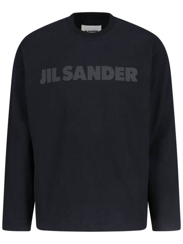 Logo Print Cotton Long Sleeve T-Shirt Black - JIL SANDER - BALAAN 2