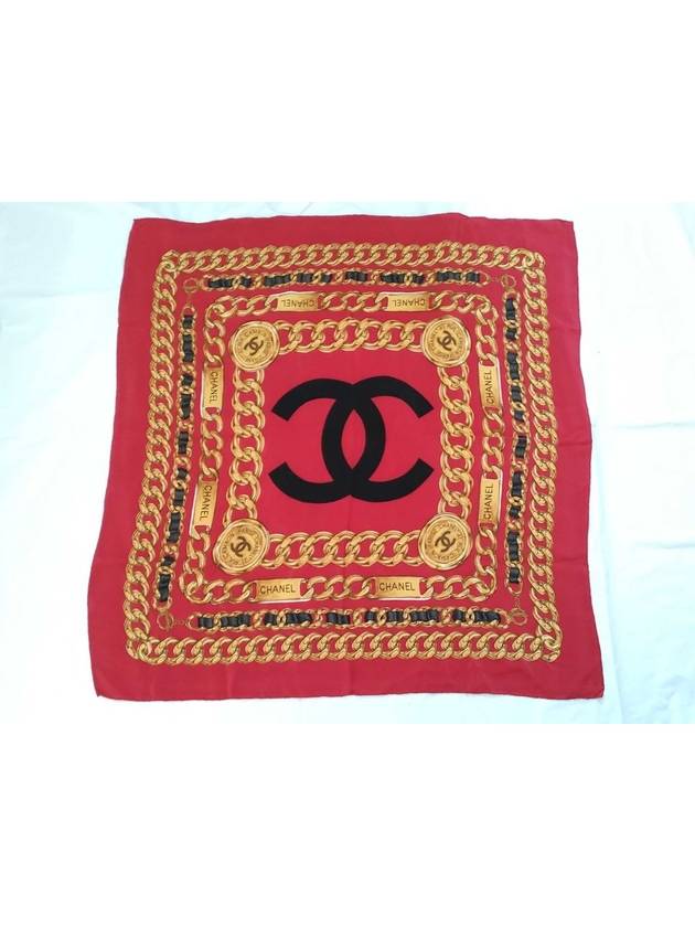 gold chain red scarf - CHANEL - BALAAN 2