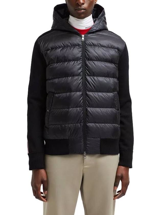 Quilted Wool Cardigan Black - MONCLER - BALAAN 4