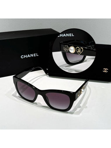 Sunglasses square frame camel pearl heart decoration point - CHANEL - BALAAN 1