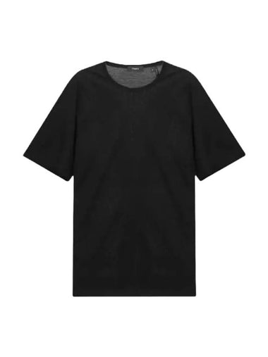 Precise Luxe Cotton Jersey Short Sleeve T-Shirt Black - THEORY - BALAAN 1