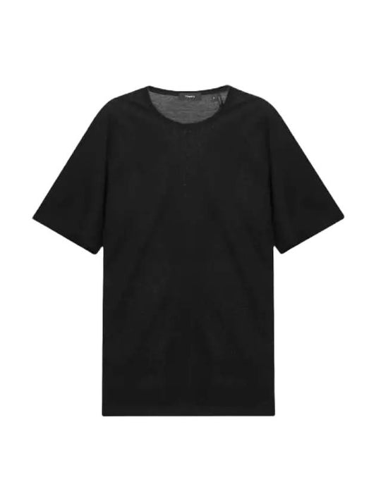 Precise Luxe Cotton Jersey Short Sleeve T-Shirt Black - THEORY - BALAAN 1