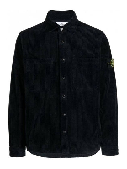 Cotton Corduroy 400 TC Over Long Sleeve Shirt Navy - STONE ISLAND - BALAAN 2