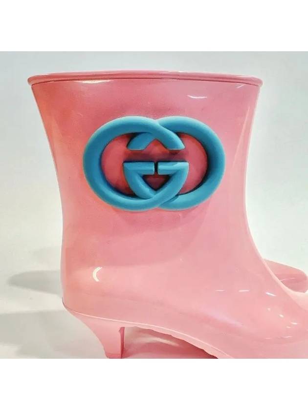 Interlocking G Shiny Rubber Ankle Middle Boots Pink - GUCCI - BALAAN 7