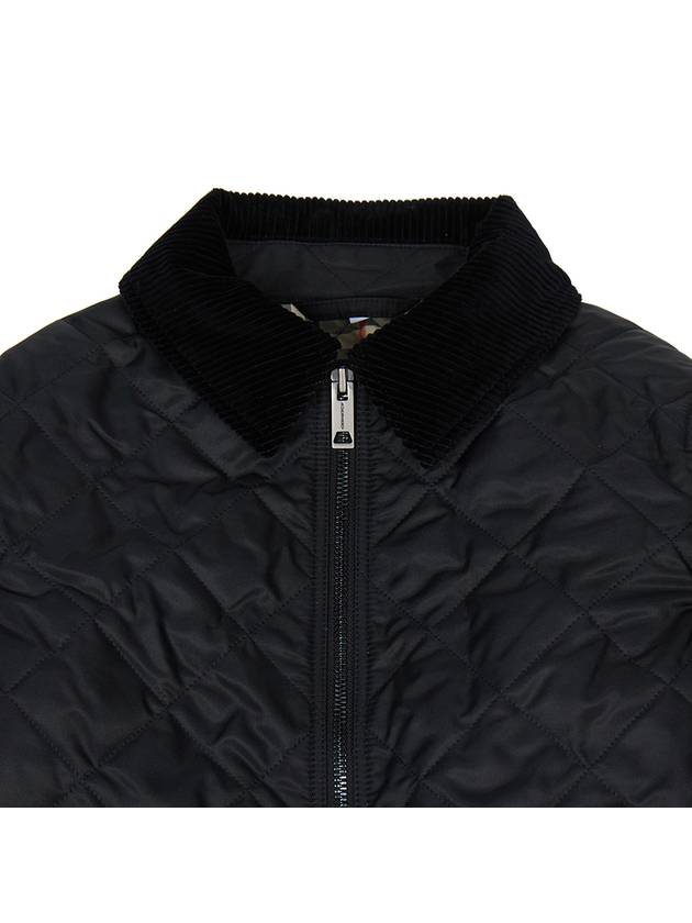 Kids Corduroy Collar Diamond Quilted Jacket Black - BURBERRY - BALAAN 5