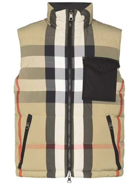 Reversible Check Pocket Embroidered Nylon Vest Beige - BURBERRY - BALAAN 2