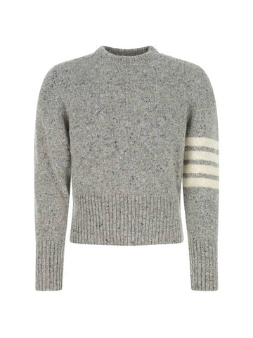 Diagonal Striped Mohair Wool Knit Top Grey - THOM BROWNE - BALAAN 1