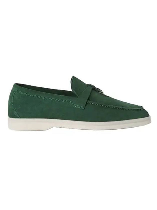 Summer Charm Work Suede Loafer Green Glass - LORO PIANA - BALAAN 1