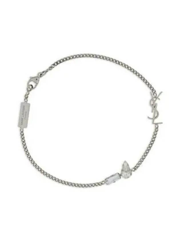 Opyum Charm Bracelet In Metal And Rhinestone Oxidized Silver - SAINT LAURENT - BALAAN 2