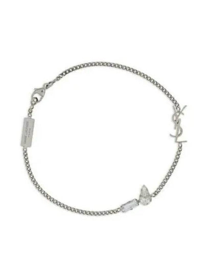 Opyum Charm Bracelet In Metal And Rhinestone Oxidized Silver - SAINT LAURENT - BALAAN 2