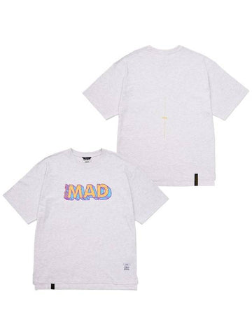 Mad Oversized Short Sleeves T Shirts White Melange - STIGMA - BALAAN 1