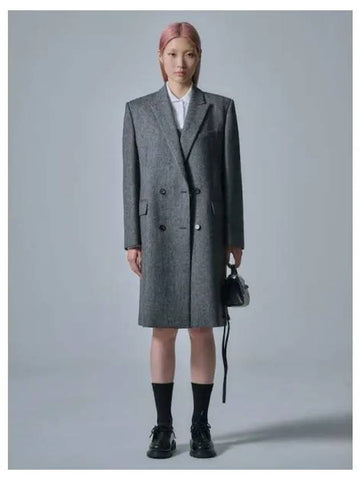 Over shoulder tweed low rise double long coat gray domestic product GM0024070967042 - JUUN.J - BALAAN 1