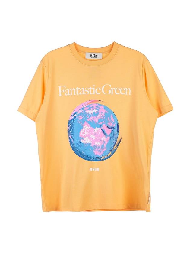 Fantastic Green Logo Short Sleeve T-Shirt Orange - MSGM - BALAAN 2