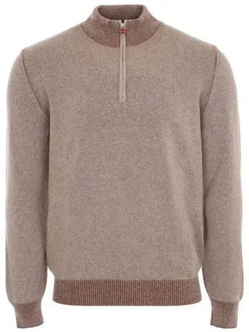 Cashmere blend half zip up beige knit 270660 - KITON - BALAAN 1