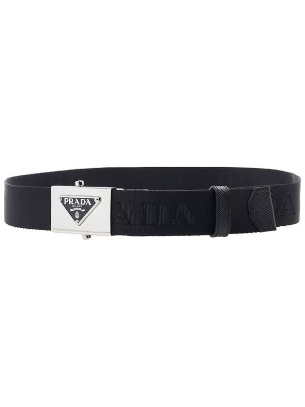 Triangle Logo Plaque Buckle Nylon Belt Black - PRADA - BALAAN 6