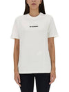 Logo Print Short Sleeve T-Shirt White - JIL SANDER - BALAAN 1