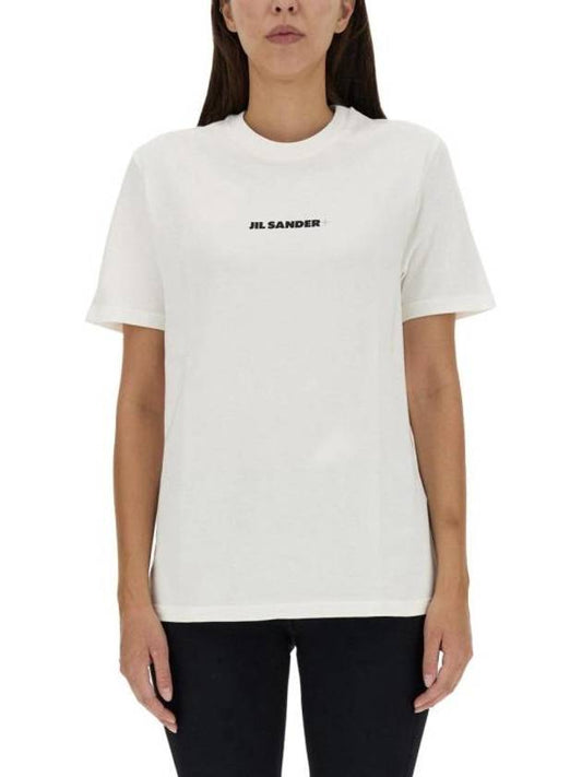Logo Print Short Sleeve T-Shirt White - JIL SANDER - BALAAN 1