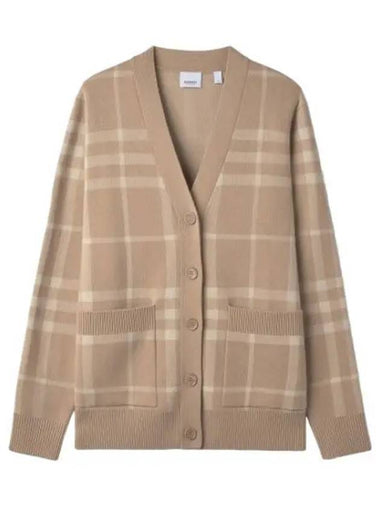 Check Jacquard Cardigan Soft Fawn - BURBERRY - BALAAN 1