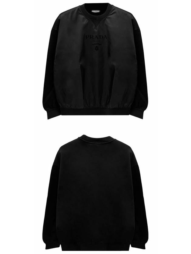 Double jersey and nylon crewneck sweatshirt black women s 134655 11ES F0002 TJ - PRADA - BALAAN 4