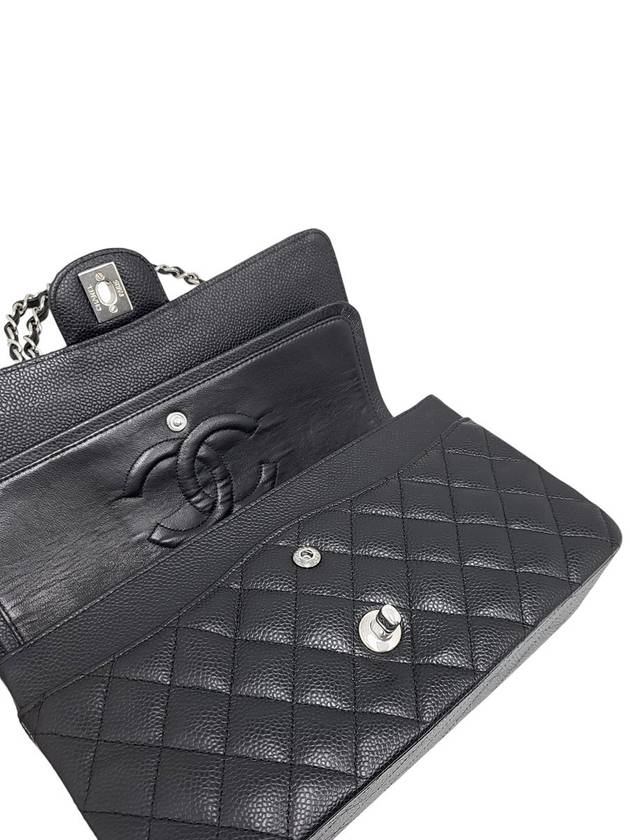 A01112 Caviar Black Classic Medium Silver Chain Shoulder Bag - CHANEL - BALAAN 6