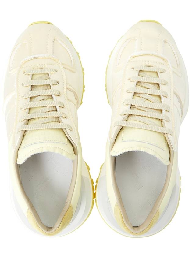 Men's 50 50 Lace-up Nylon Leather Low Top Sneakers Pastel Yellow - MAISON MARGIELA - BALAAN 3