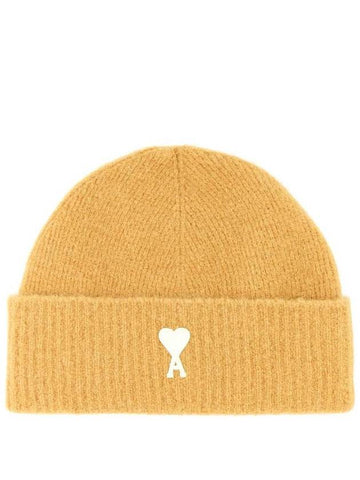 Logo Patch Knit Beanie Mustard - AMI - BALAAN 1