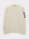 Women's 4 Bar Stripe Cashmere Pullover Knit Top White - THOM BROWNE - BALAAN 2