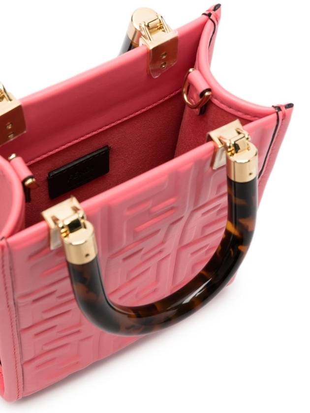 Sunshine FF Motif Small Leather Tote Bag Pink - FENDI - BALAAN 4