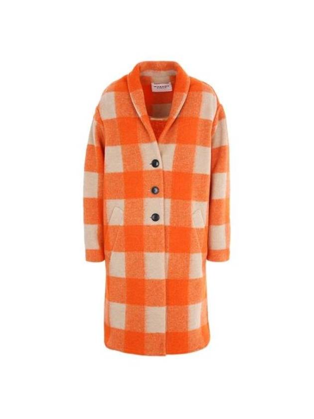 Women's Gabriel Check Single Coat Orange - ISABEL MARANT - BALAAN 2