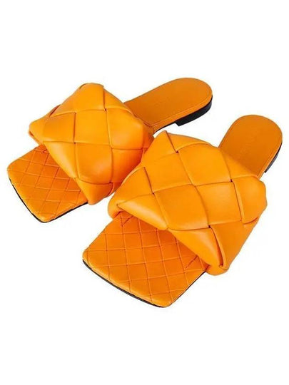 WoMen's Lido Leather Slippers Orange - BOTTEGA VENETA - BALAAN 2