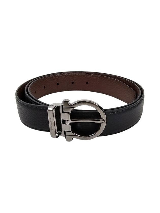 Gancini Reversible Leather Belt Black Brown - SALVATORE FERRAGAMO - BALAAN 2