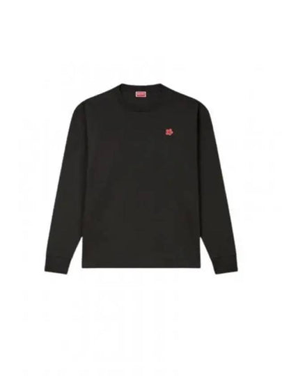 Boke Flower Embroidery Cotton Long Sleeve T-Shirt Black - KENZO - BALAAN 2