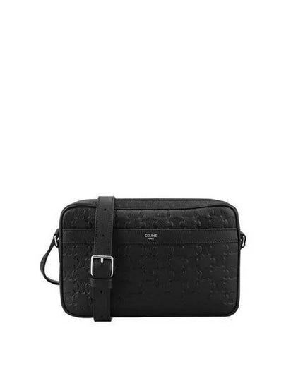 Medium Calfskin Triomphe Embossed Messenger Bag Black - CELINE - BALAAN 2