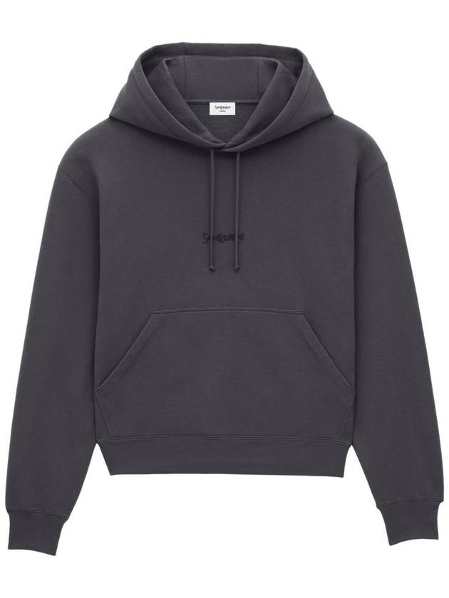 Embroidered Logo Hoodie Steel - SAINT LAURENT - BALAAN 2