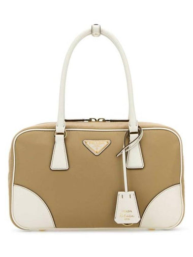 Re-Edition 1978 Re-Nylon Saffiano Leather Medium Tote Bag Camel White - PRADA - BALAAN 1