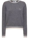 Embroidered Logo Knit Top Grey - MSGM - BALAAN 2