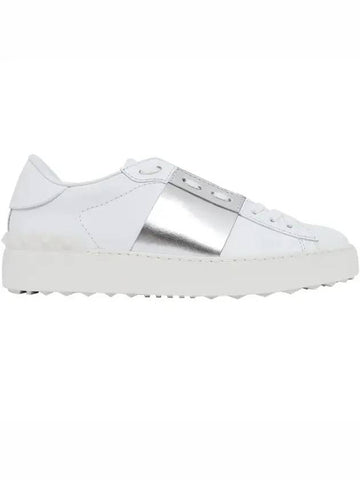 Hidden Strap Rockstud Low-Top Sneakers White Silver - VALENTINO - BALAAN 1